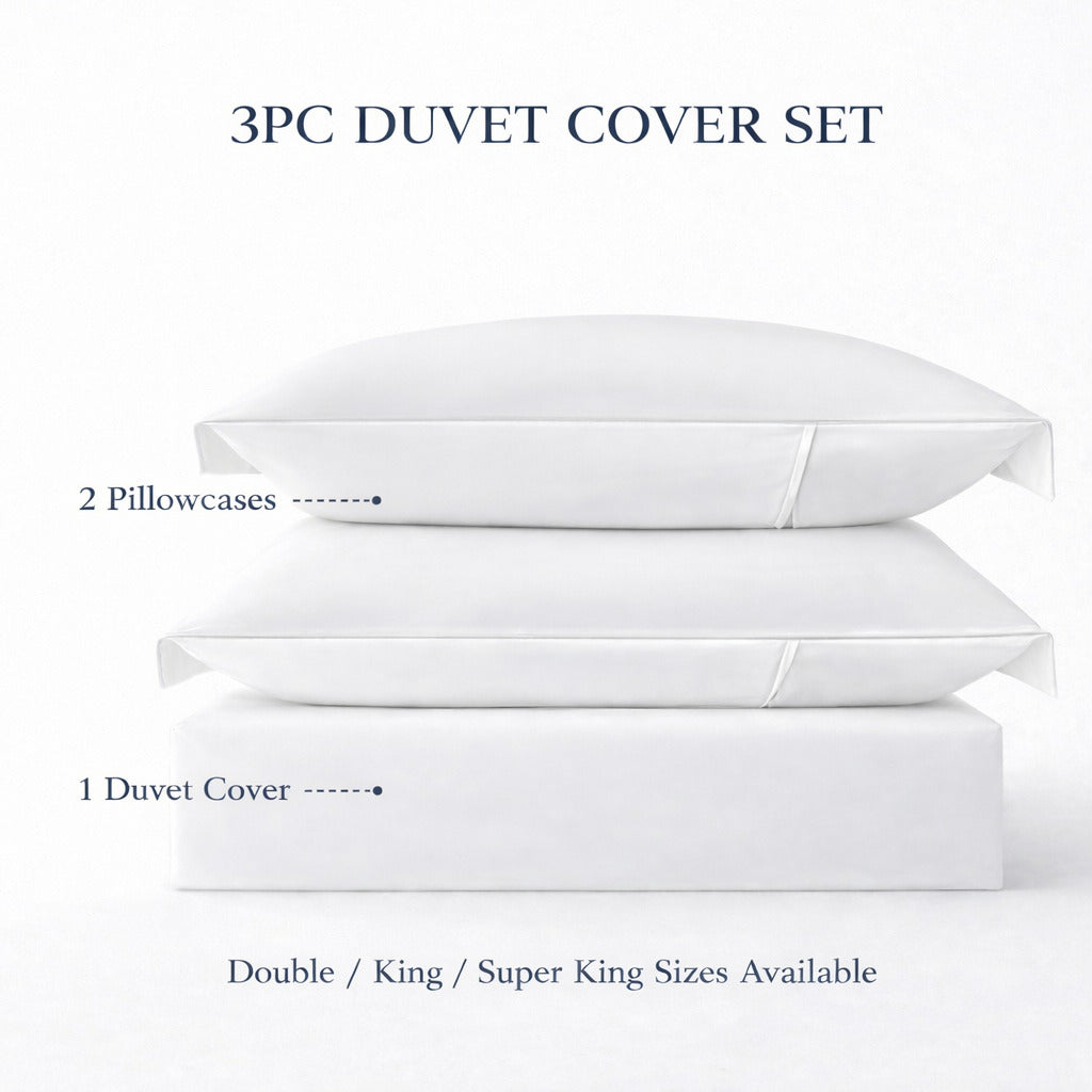 3pc duvet cover set with pillowcases, Redssen bedding set available in double king and super king #color_cloud-white