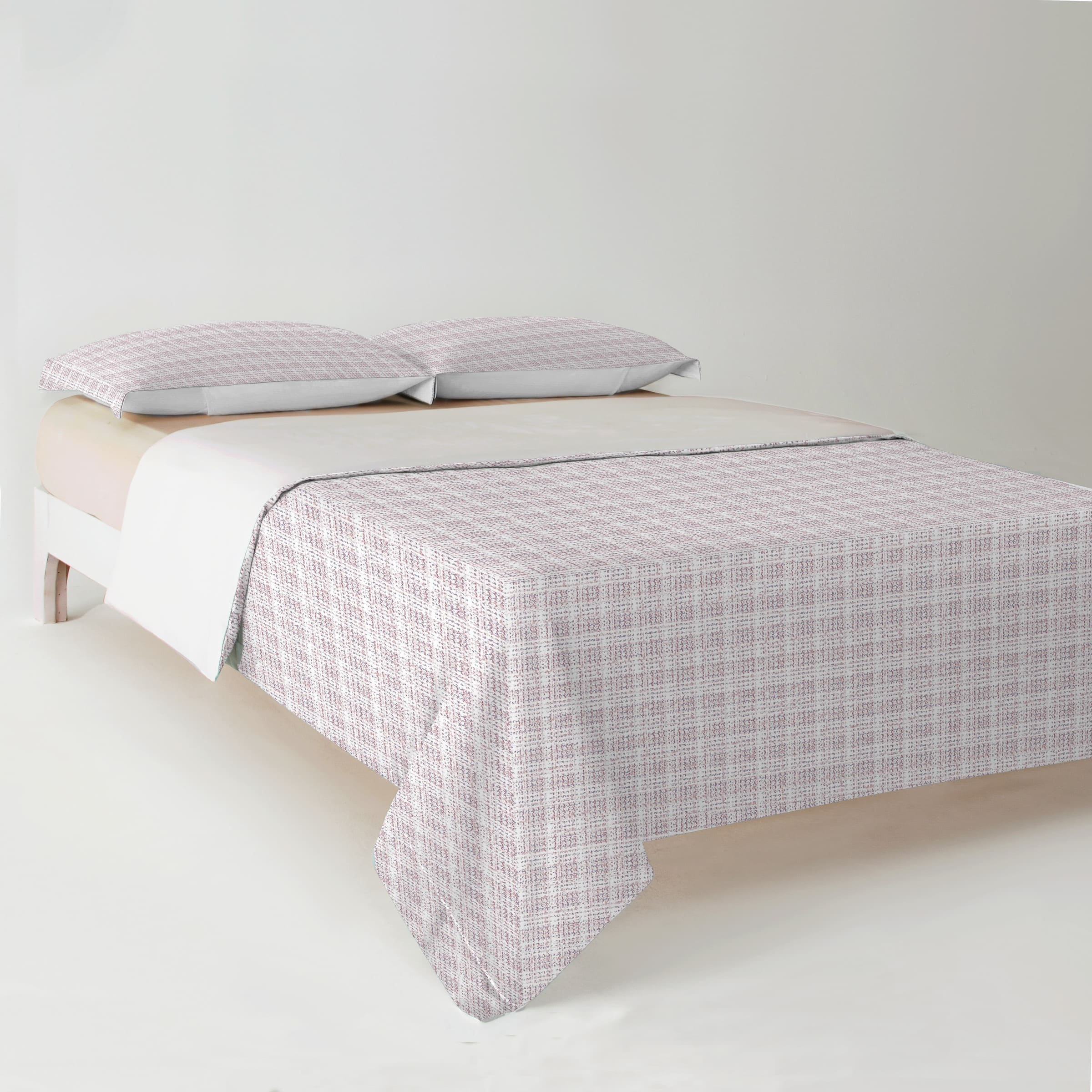 Redssen 3-Sided Zip Reversible Duvet Cover Set, Soft Breathable Bedding #color_sand-stripe-check