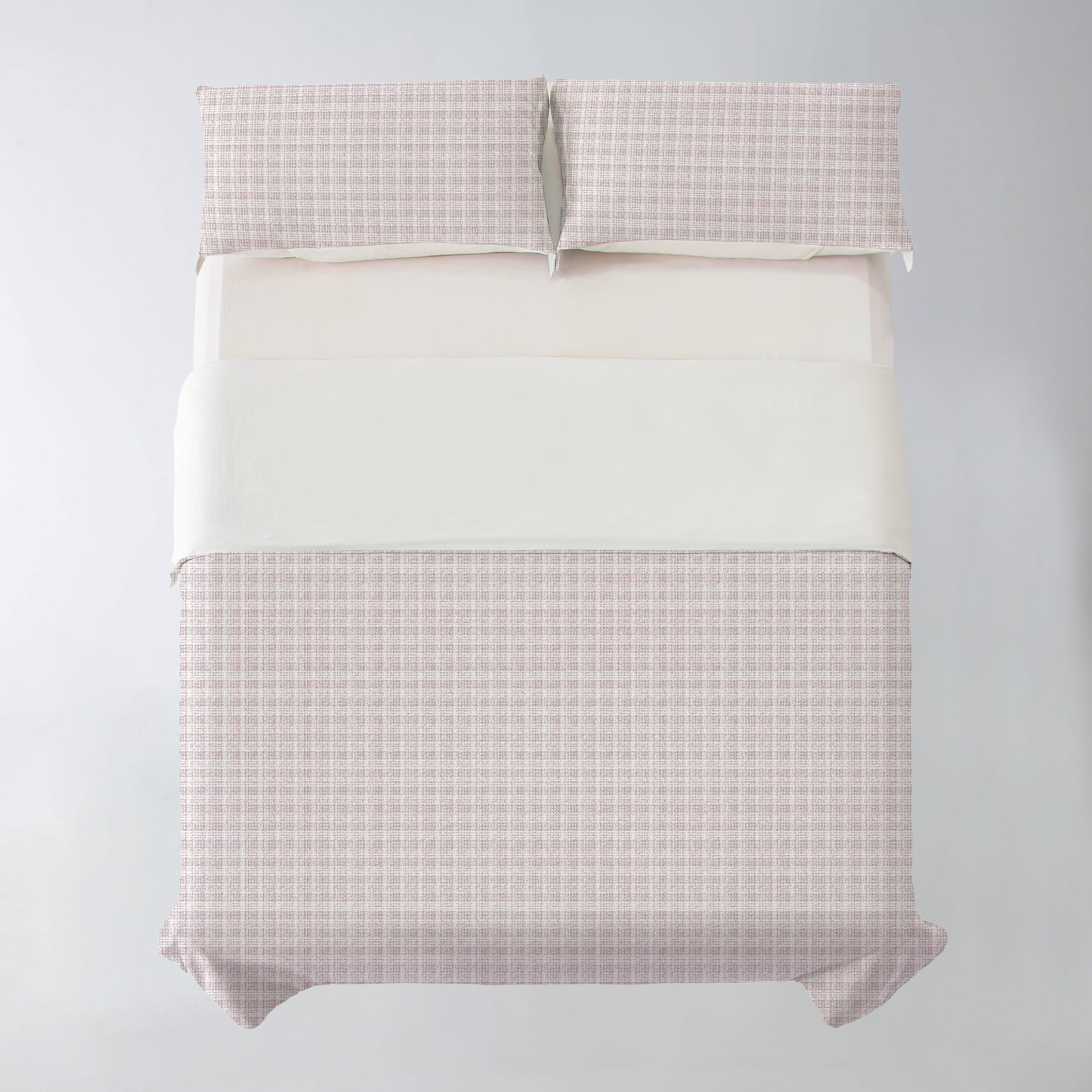 Redssen 3-Sided Zip Reversible Duvet Cover Set, Soft Breathable Bedding #color_sand-stripe-check