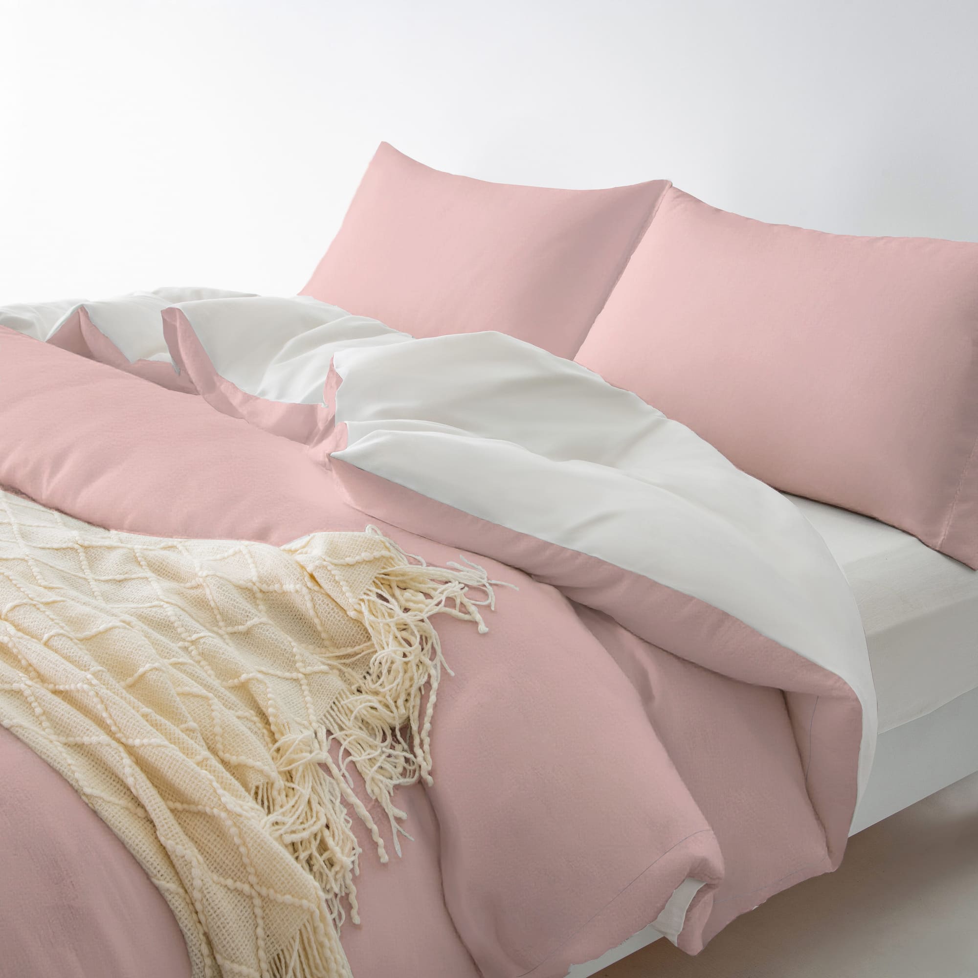 Redssen 3-sided zip duvet cover set, easy to change bedding #color_cloud-pink
