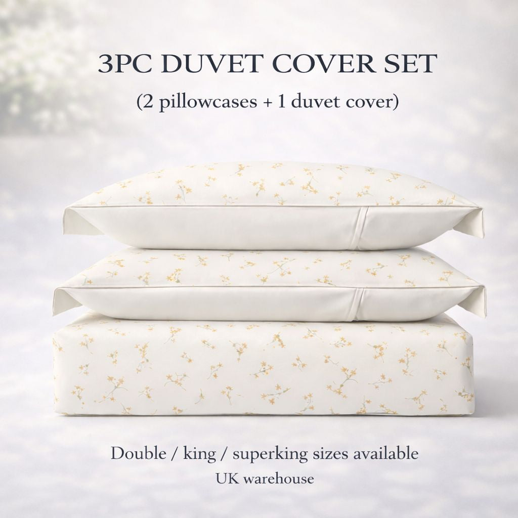 DE Yellow Floral Duvet Cover