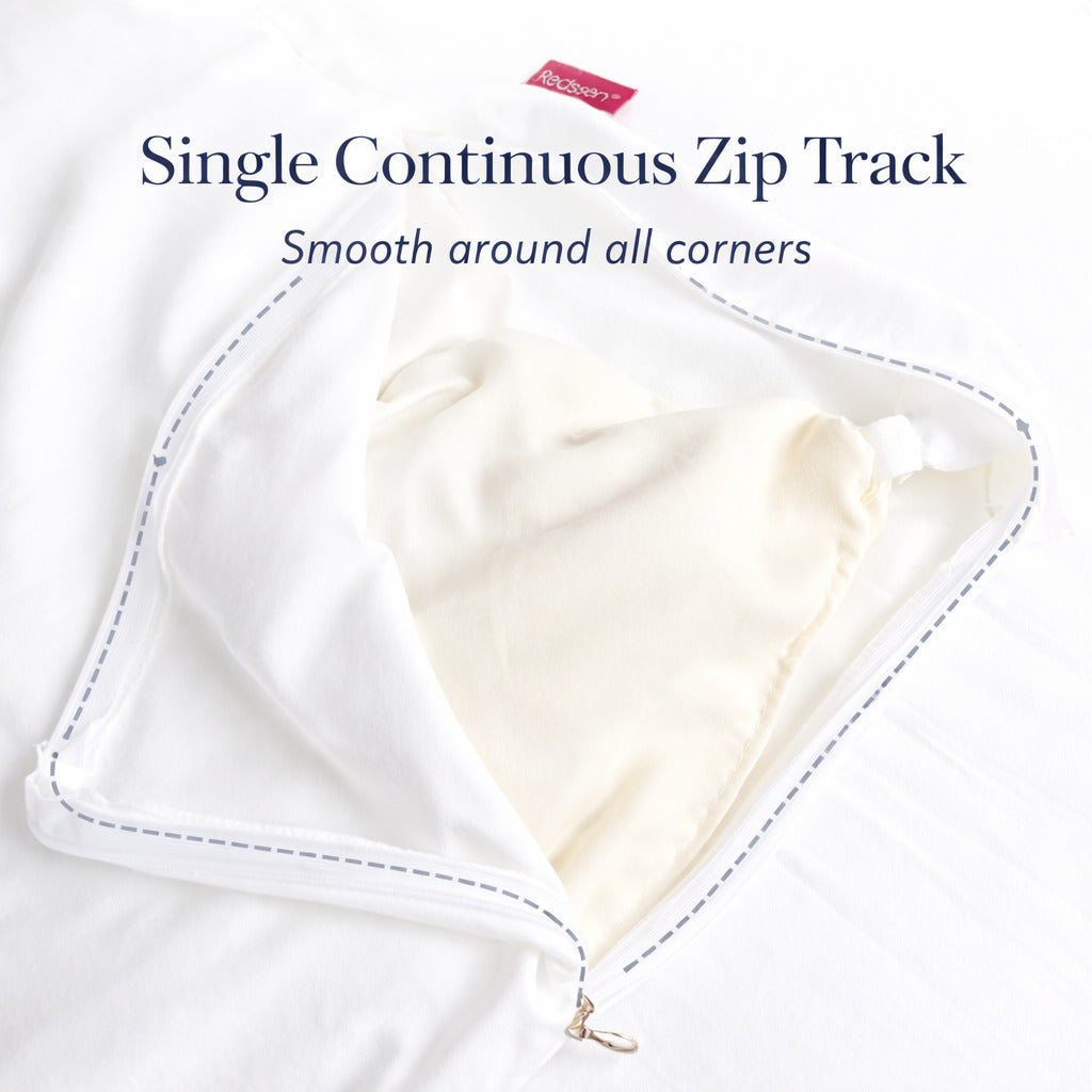 Redssen duvet cover with single continuous zip track, smooth around all corners for easy opening #color_cloud-white