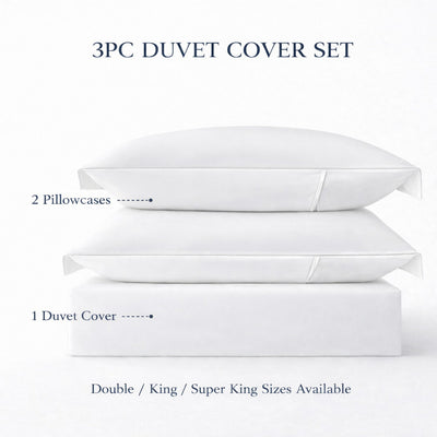 3pc duvet cover set with pillowcases, Redssen bedding set available in double king and super king #color_cloud-white