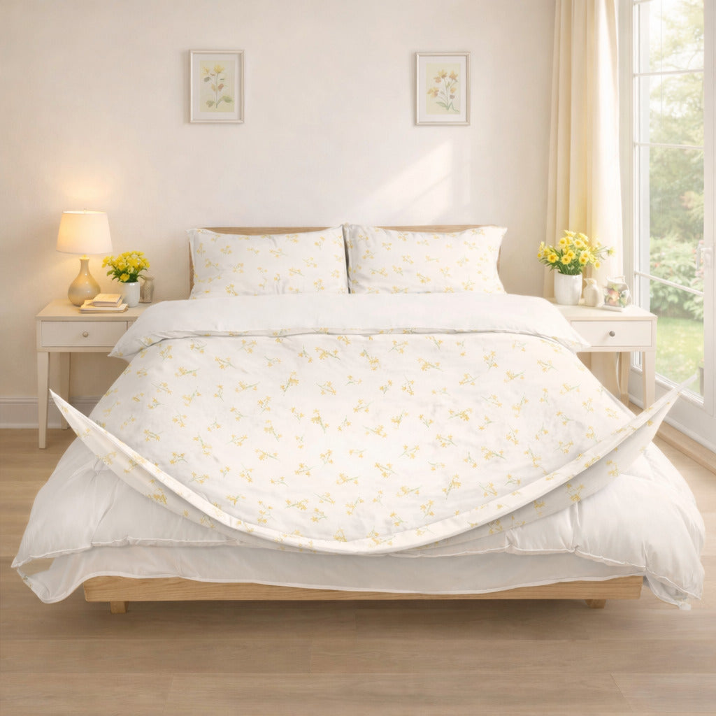 DE Yellow Floral Duvet Cover