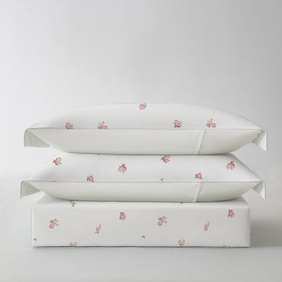 Redssen 3-sided zip duvet cover set, rose floral with pillowcases, folded display