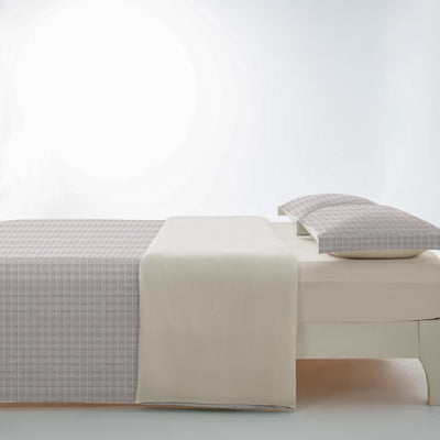 Redssen 3-Sided Zip Reversible Duvet Cover Set, Soft Breathable Bedding #color_sand-stripe-check