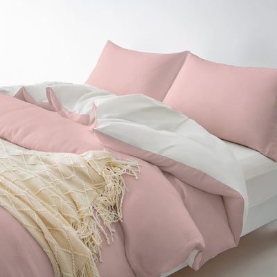 Redssen 3-sided zip duvet cover set, easy to change bedding  #color_cloud-pink