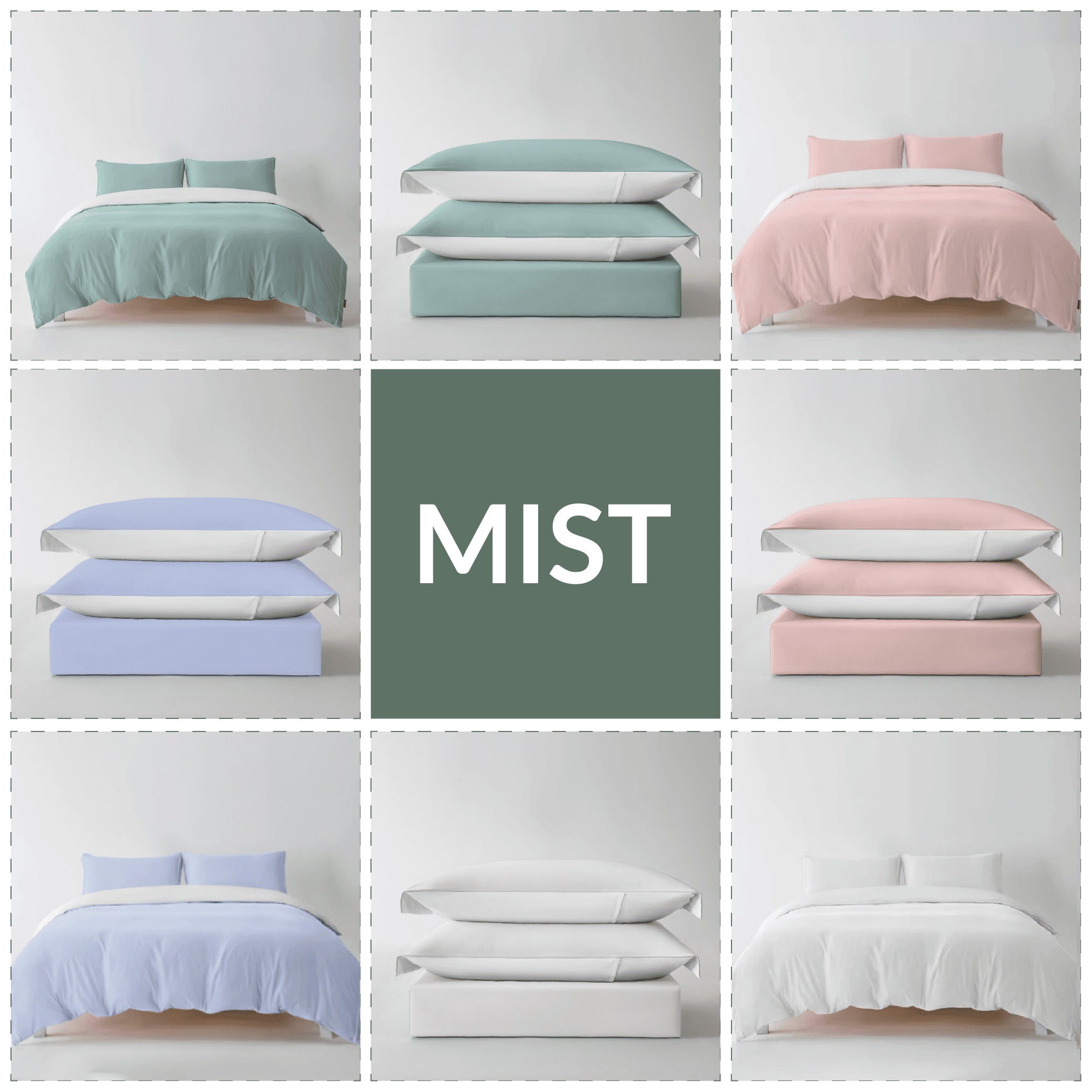 Redssen duvet cover set colour options, sage green blush pink light blue and white (Cloud collection) #color_cloud-green