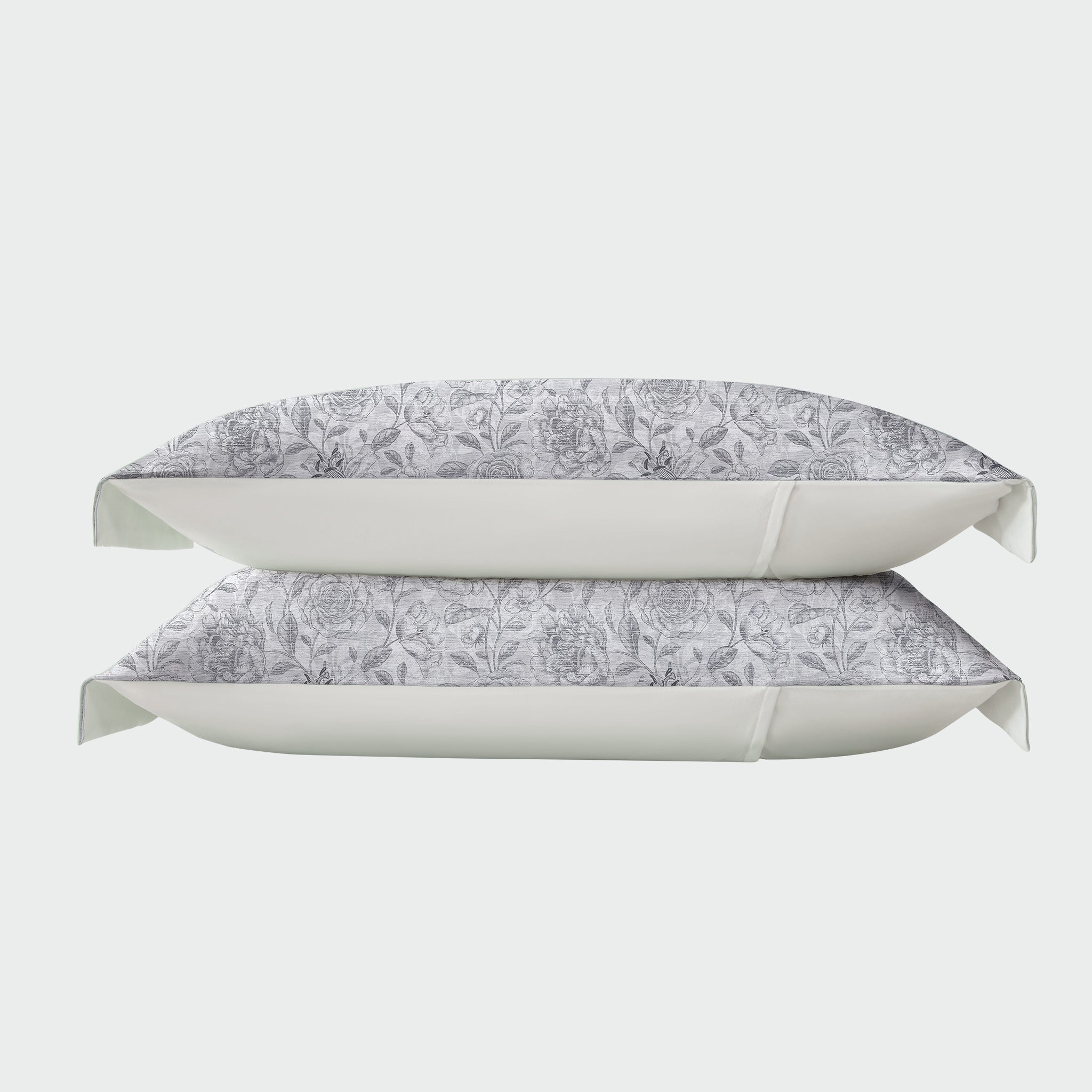 Organic Cloud Cotton Pillowcase Set - Grey Bloom Floral