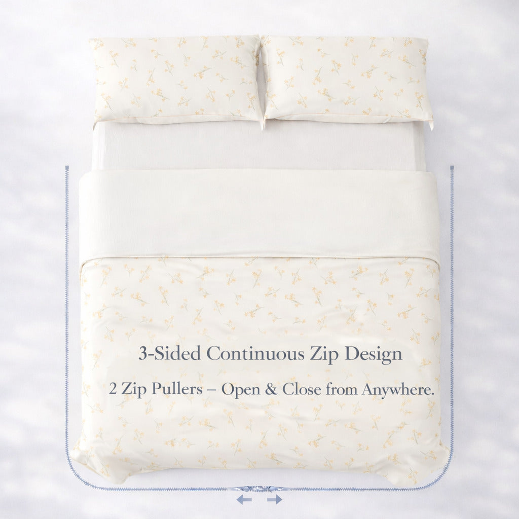DE Yellow Floral Duvet Cover