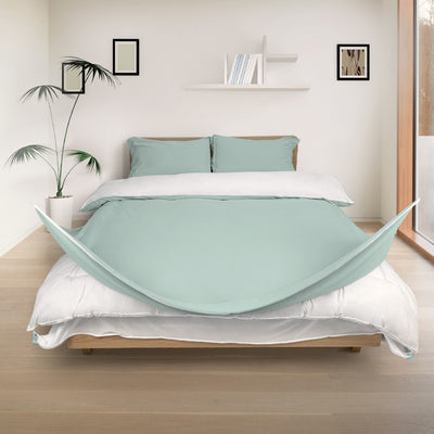 Redssen 3-sided zip duvet cover opening, cloud green with pillowcases #color_cloud-green